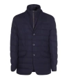 Herno Tailored Black Puffer Jacket With Notched Collar In Blue