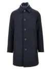 Herno L-blend Coat With Detachable Bib In Blue