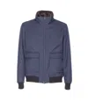 Herno Bomber Jacket With Removable Shearling Detail In Blue
