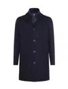 Herno Lapel Side Pockets Long Sleeves Coat In Blue