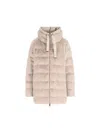 Herno Hooded Long Length Quilted Down Jacket In Neutral