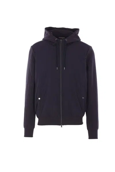 Herno Contrast-panel Piqué Jacket In Black