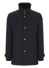 Herno Long Sleeve Coat With High Collar And Fur In Black