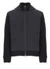 Herno High Neck Virgin Wool Jacket With Padded Contrast Detail In Blue