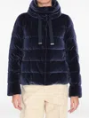 Herno Women Cotton Chenille-effect Down Jacket In Blue