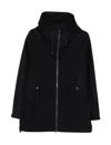 Herno Hooded Zip-front Coat In Blue