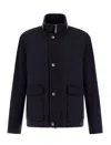 Herno High-neck Buttoned Jacket In Blue
