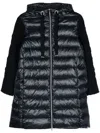 Herno Long Padded Puffer Coat With Inserts In Blue