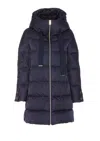 Herno A-shaped Puffer Coat With Hood And Drawstrings In Blue