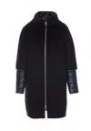 Herno Wool Outerwear Coat With Minimalist Design In Blue