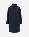 Herno Minimalist Wool-polyamide Coat With Removable Down Lining In Blue