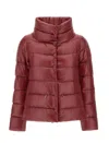 Herno Structured Bordeaux Polyamide Coat In Red