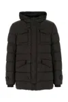 Herno Piumino Denim Jacket In Nylon Trapuntato In Brown