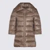 Herno Quilted Zip-up Coat In Brown
