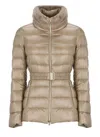 Herno Padded Quilted Down Jacket With Fur Trim In Brown