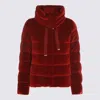 Herno Padded Burgundy Velvet Down Coat With High Collar In Red
