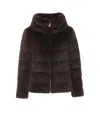 Herno Quilted Faux Fur Down Jacket In Black