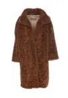 Herno Curly Faux Fur Coat In Brown