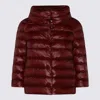 Herno Long Shiny Quilted Down Jacket With High Collar In Red