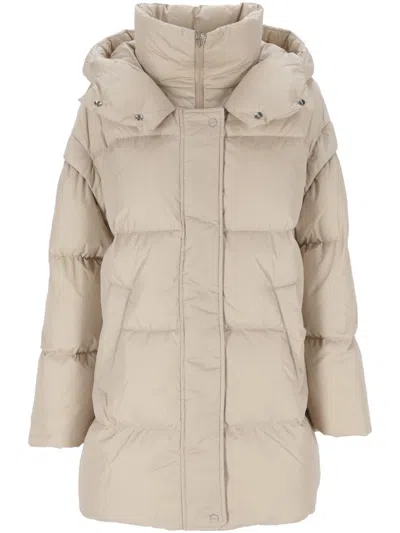 Herno Quilted Hooded Coat In Beige