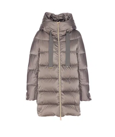 Herno Women A-shape Satin Down Jacket In Neutral