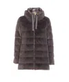 Herno A-shape Down Jacket Drawstring Detail In Brown