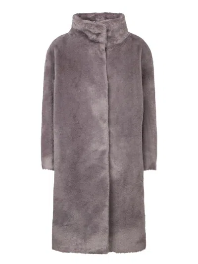 Herno Long Sleeved High-neck Coat In Gray