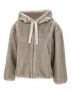 Herno Soft Faux-fur Hooded Jacket Clothing In Gray