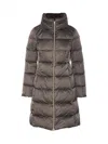 Herno Long Padded Down Jacket With High Collar In Gray