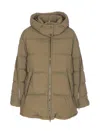 Herno Green Padded Down Jacket Frontal Zip Closure In Brown