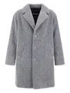 Herno Textured Mohair Wool Single Breasted Coat In Gray