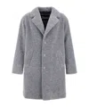 Herno Textured Mohair Wool Single Breasted Coat In Gray