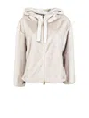 Herno Relaxed-fit Grey Jacket With Plush Texture And Hood In Neutral