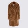 Herno Longline Faux Fur Notched Lapel Single-breasted Coat In Brown