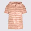 Herno Puffer Jackets With Short Sleeves And High Collar In Pink