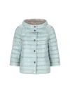 Herno Reversible Blue Jacket With Button Front Closure In Light Blue/ice