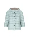 Herno Reversible Blue Jacket With Button Front Closure In Light Blue/ice