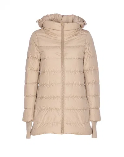 Herno Quilted Hooded Coat In Neutral