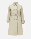 Herno Double Breasted Belted Coat In Neutral