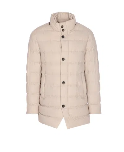 Herno Men Single Breasted Down Jacket In Neutral
