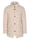 Herno Beige Single Breasted Down Jacket In Neutral