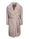 Herno Soft Alternative Fur Coat In Neutral