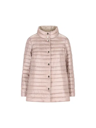 Herno Reversible A-shape High Collar Jacket With Contrasting Colors In Pink