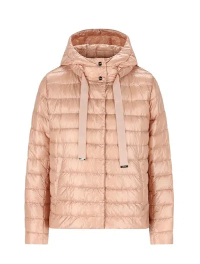 Herno Quilted Hooded Drawstring Puffer Jacket In Pink