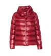 Herno Quilted High Neck Jacket With Lateral Split In Red