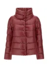 Herno Quilted High Neck Jacket With Lateral Split In Red