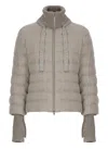 Herno Beige Down Jacket With Drawstring High  Neck And Removable Gloves In Gray