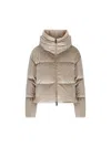 Herno Quilted Velvet Down Jacket High Neck In Brown