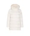 Herno A-shape Down Jacket In Satin And Lady Alternative Fur Clothing In White