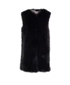 Herno Black Sleeveless Vest With Concealed Closure On The Front In Ecofur Woman In Black